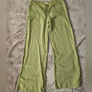 * Body Central Green Flare Pants Cargo Lime Ish Loose Fix‎
